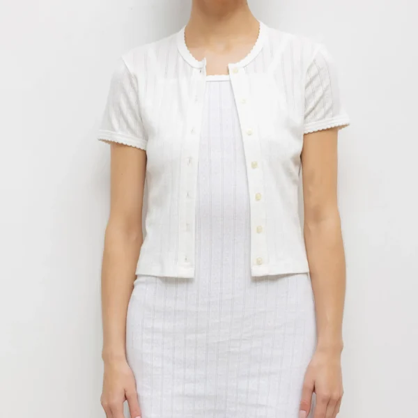 Crisp White Pearl Button-Up Top - Image 2