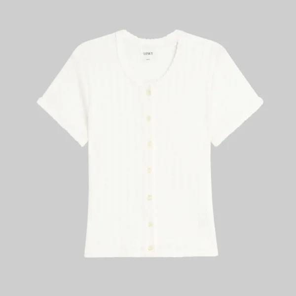 Crisp White Pearl Button-Up Top